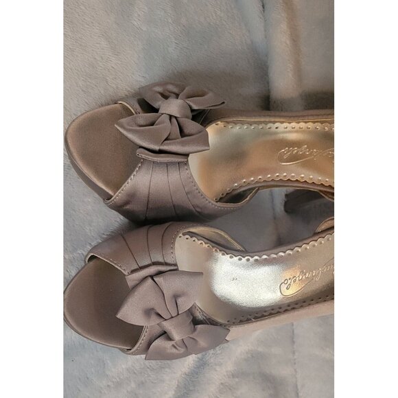 Michaelangelo Gray Satin Open Toe Slip On Heels Shoes Women's 5 1/2 - Picture 8 of 12